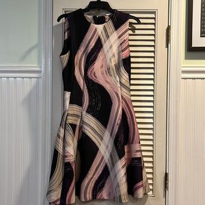 Purple and pink sleeveless A line dress with pockets